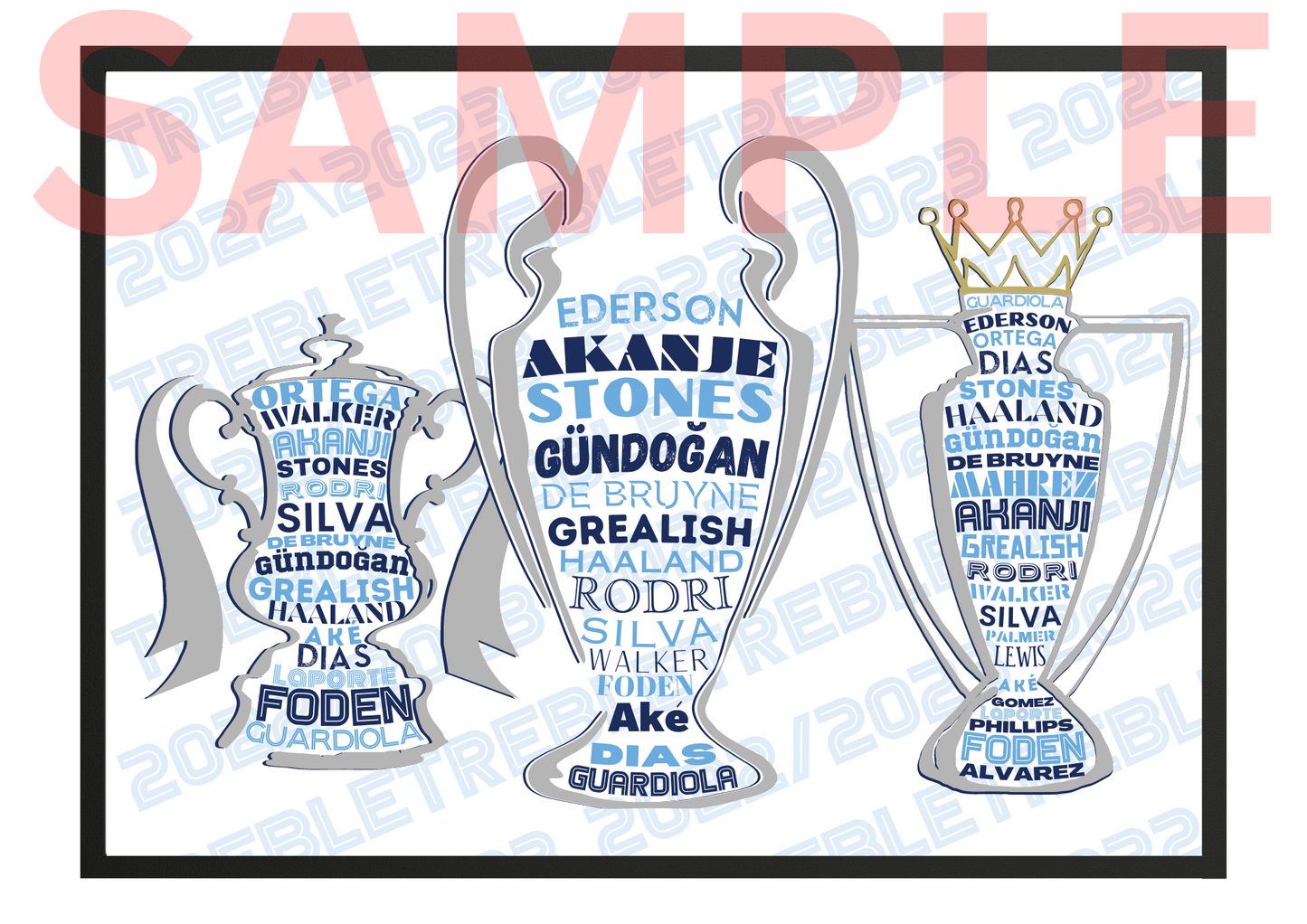 Manchester City FC It's a treble 2022/2023 A4/A3 Football Collectable/Gift/Memorabilia