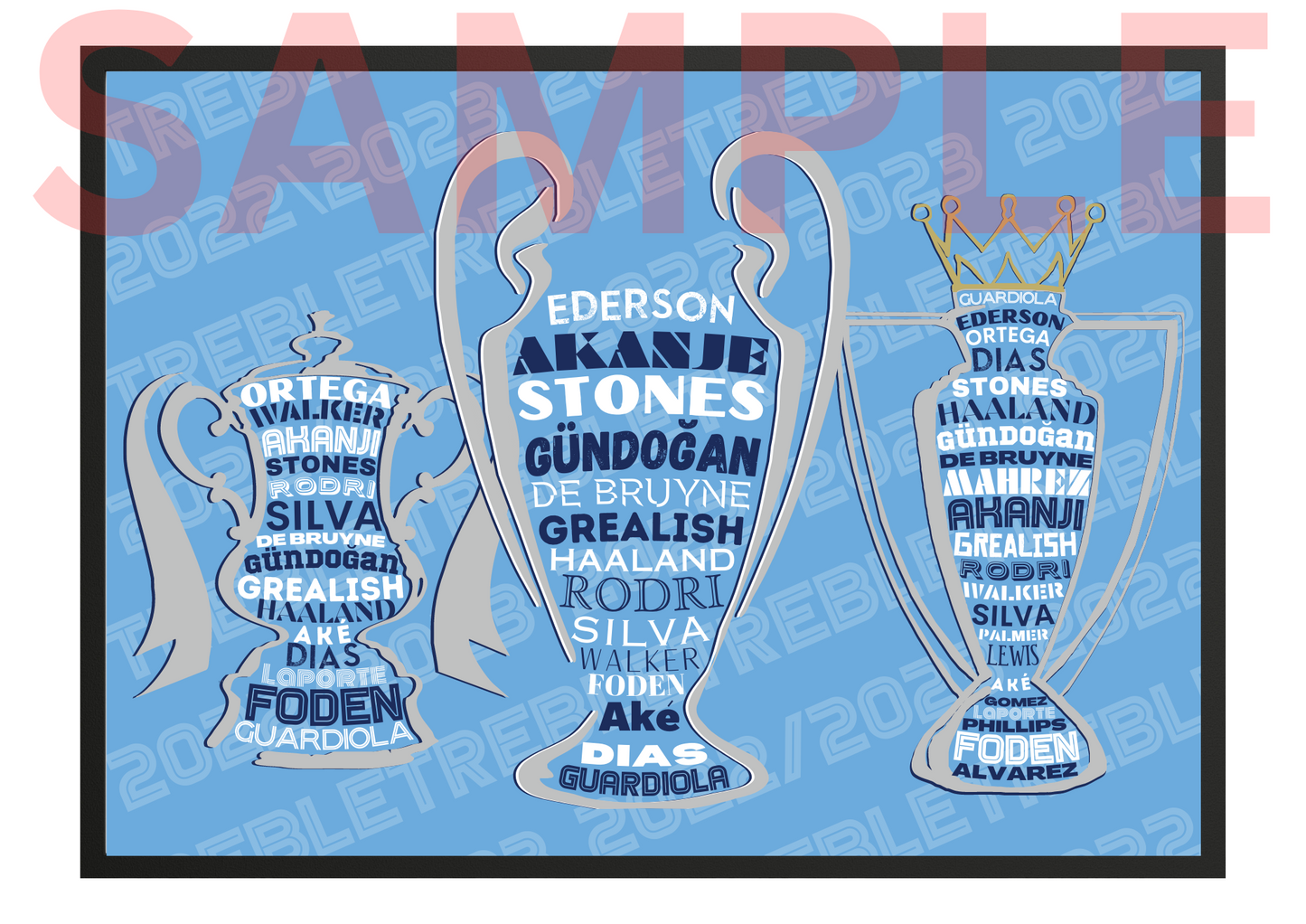 Manchester City FC It's a treble 2022/2023 A4/A3 Football Collectable/Gift/Memorabilia