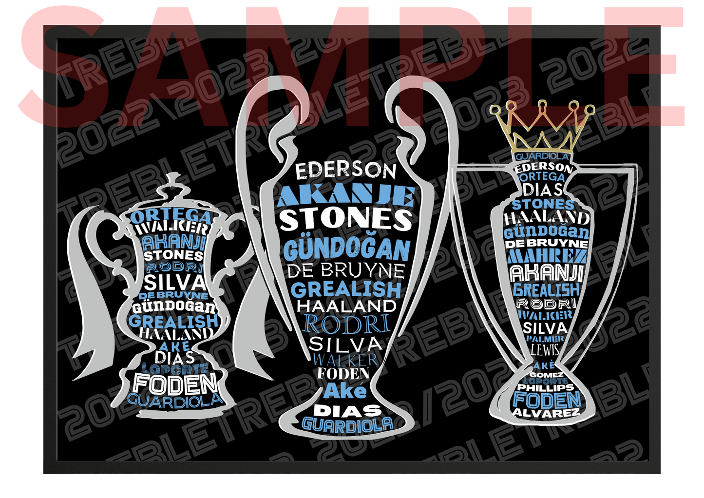 Manchester City FC It's a treble 2022/2023 A4/A3 Football Collectable/Gift/Memorabilia