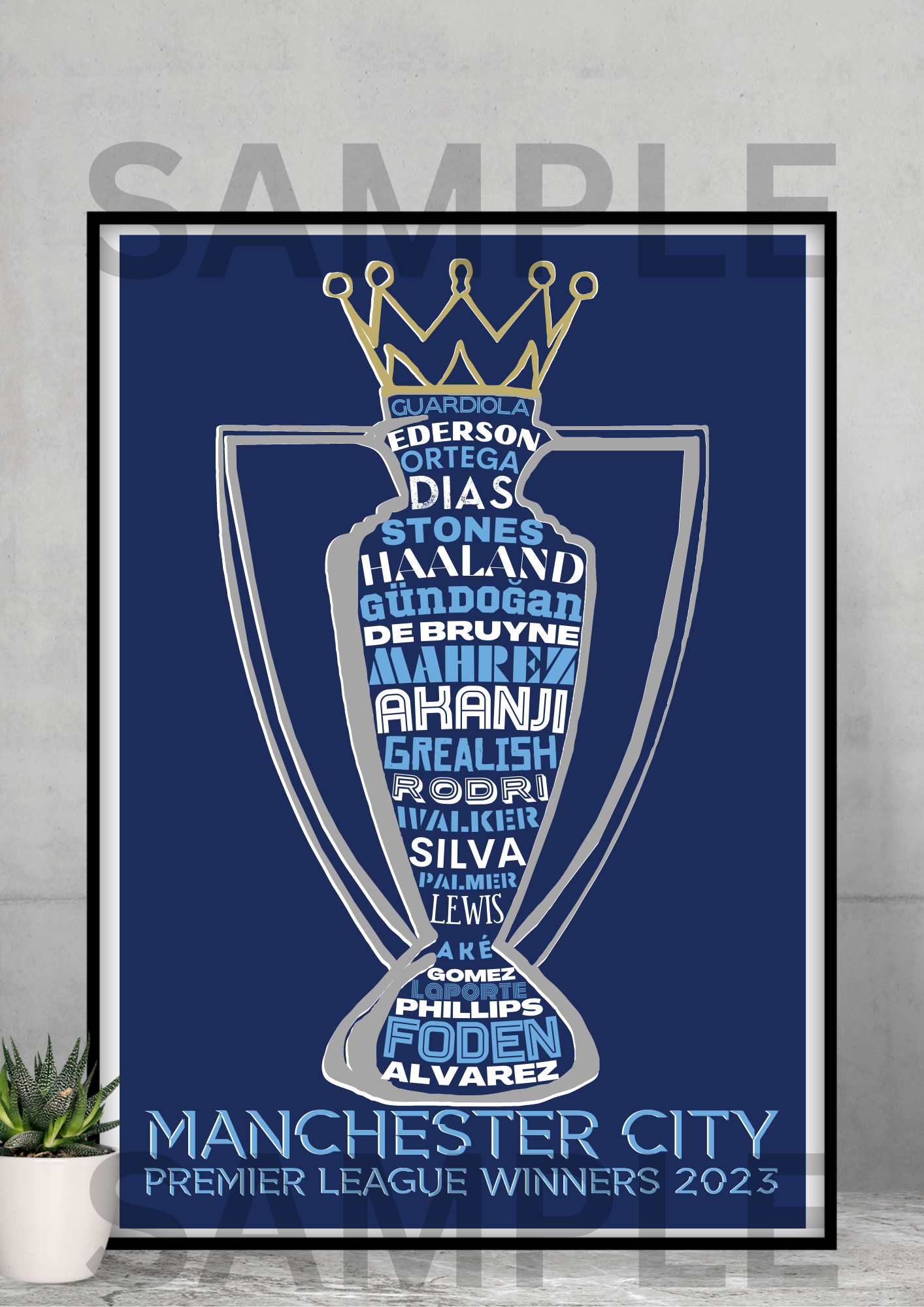 Manchester City FC Premier League Champions 2022/2023 A4/A3 Football Collectable/Gift/Memorabilia