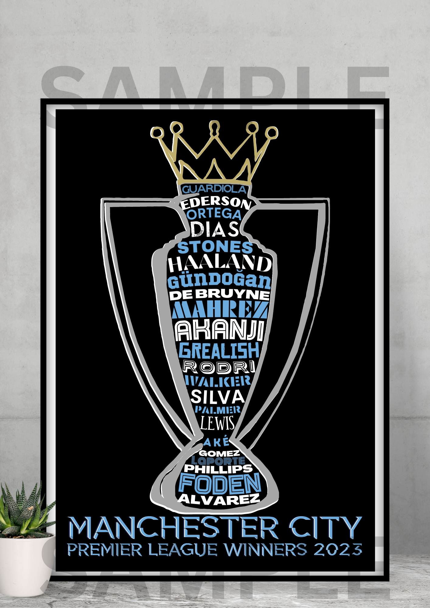 Manchester City FC Premier League Champions 2022/2023 A4/A3 Football Collectable/Gift/Memorabilia