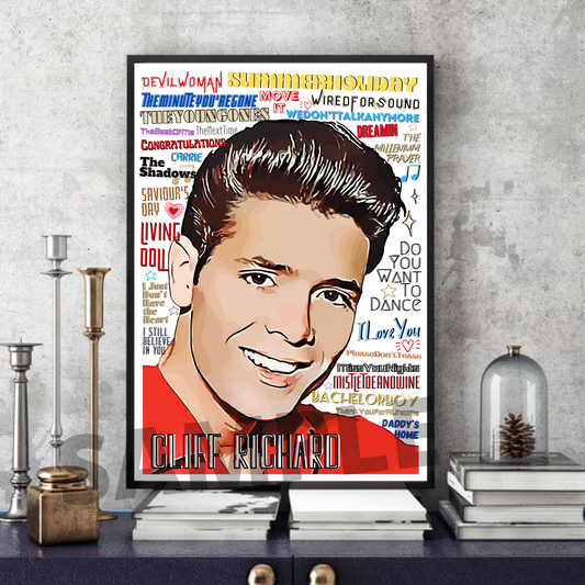 Cliff Richard Pop art Typography Collectable/Gift/Memorabilia