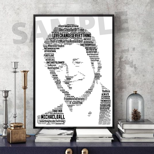 Michael Ball - Typography Portrait in songs Memorabilia/collectable/Print