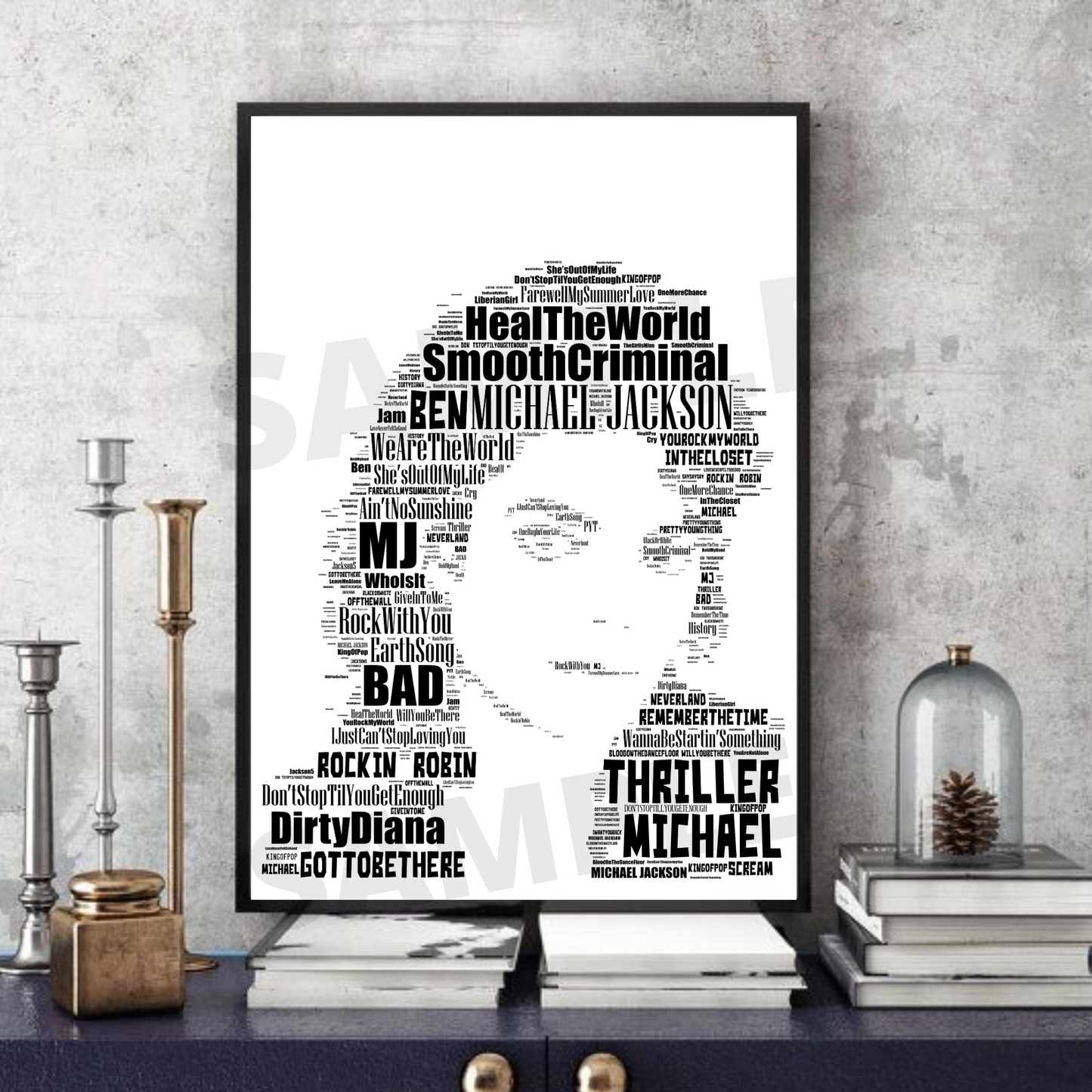 Michael Jackson v2 - Typography Portrait in songs Memorabilia/collectable/Print