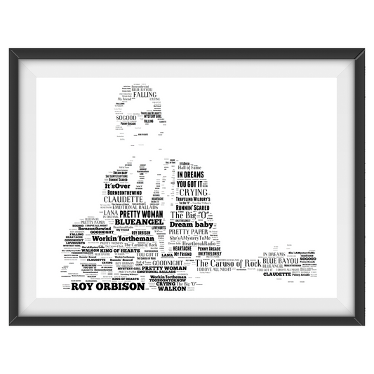 Roy Orbison tribute - Word Art Typography Portrait in songs Memorabilia/Collectible/print