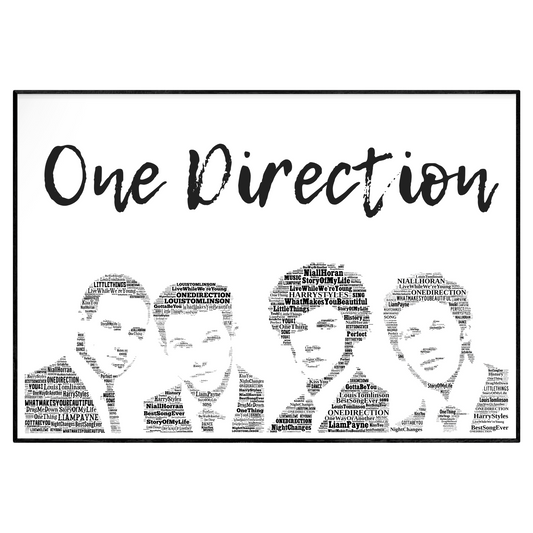 One Direction 1D - Typography portraits in songs Memorabilia/Collectible/Print