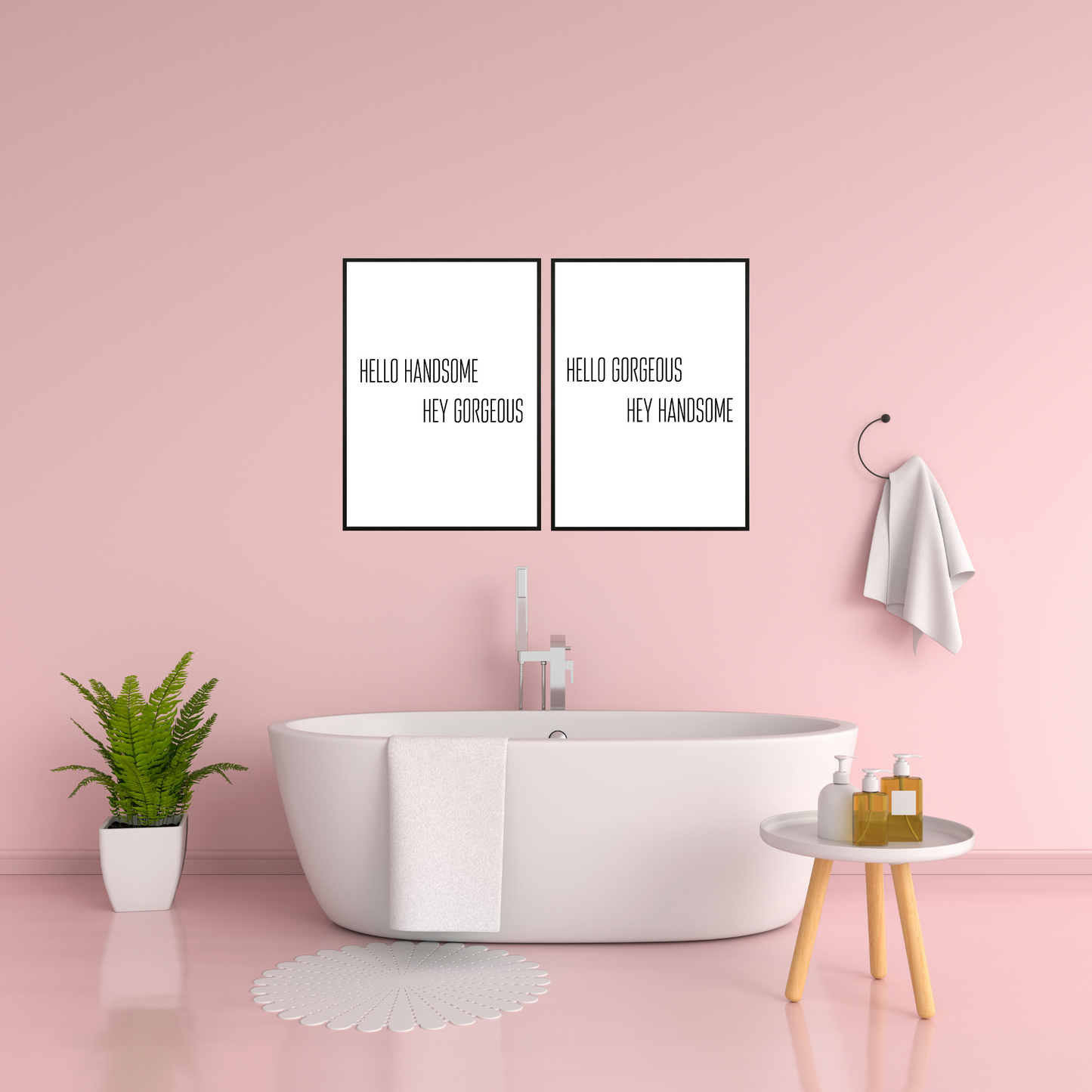 Hello Handsome Hey Gorgeous - Typographic Wall Art
