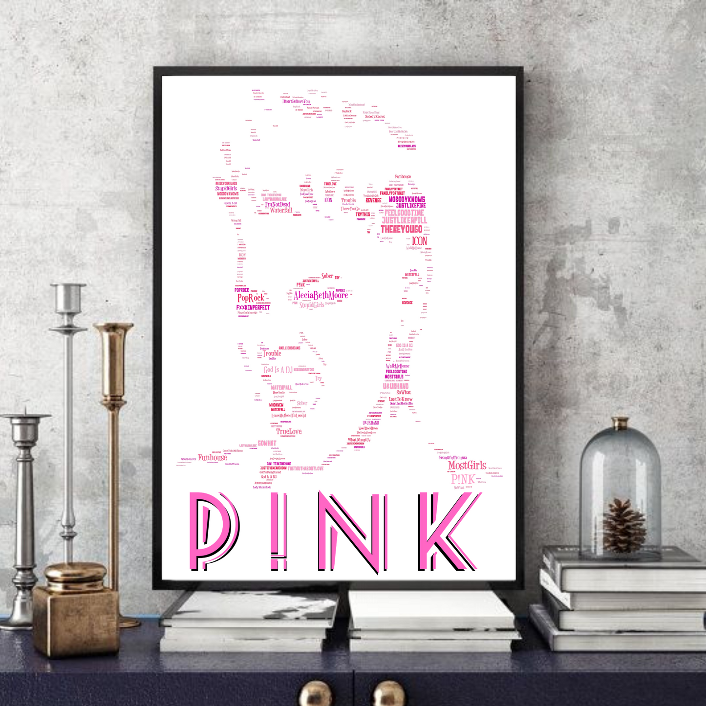 P!NK 2 / Word Art Portrait Typography Portrait in songs Memorabilia/Collectible/Print