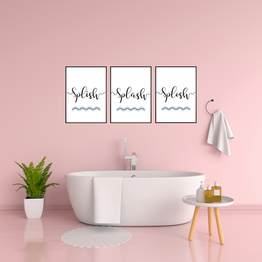Splish Splash Splosh (3.0) Set of 3 -  Typographic Wall Art