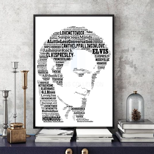 Elvis Presley The King v3 / Typography Portrait in songs print