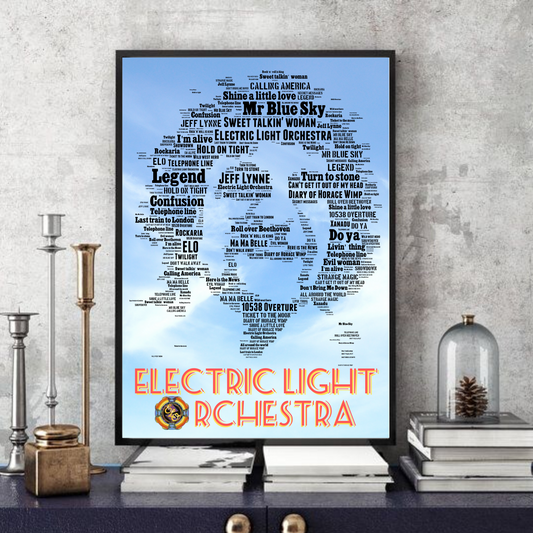 Jeff Lynne ELO v2 - Typography Portrait in songs Memorabilia/collectable/Print