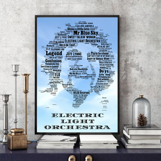 Jeff Lynne ELO v4 - Typography Portrait in songs Memorabilia/collectable/Print