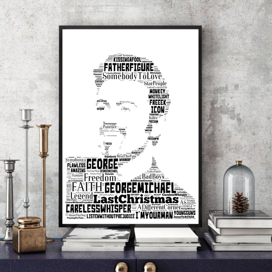 George Michael v2 - Typography Portrait in songs Collectable/print