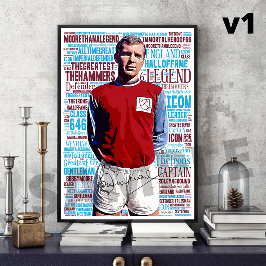 Bobby Moore Art West Ham Utd A4/A3 Football/Memorabilia/Collectable/Gift signed