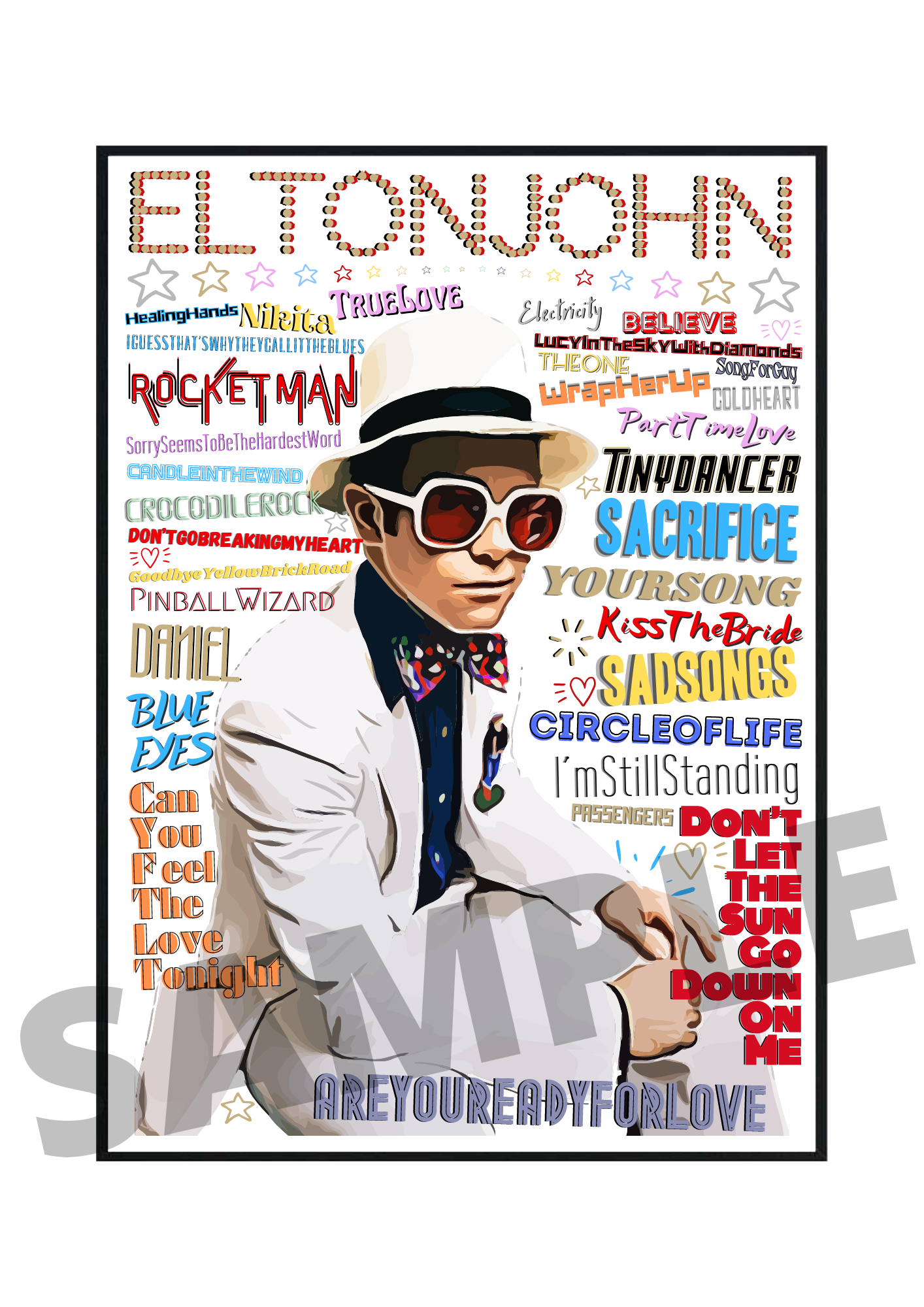 Elton John Pop Art Poster Memorabilia/Keepsake/Gift