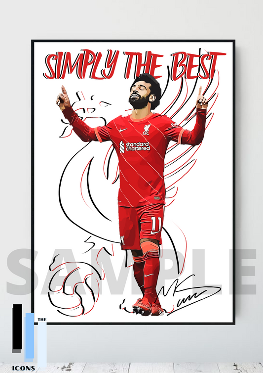 Mo Salah Liverpool FC Poster Football art Autographed memorabilia