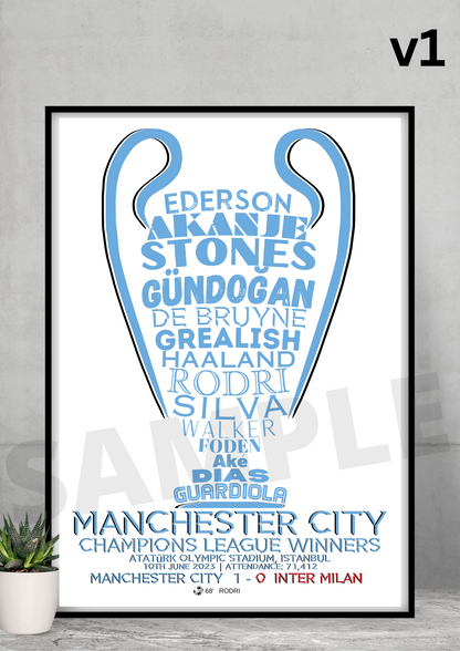 Manchester City FC Champions of Europe 2023 A4/A3 Football Collectable/Gift/Memorabilia