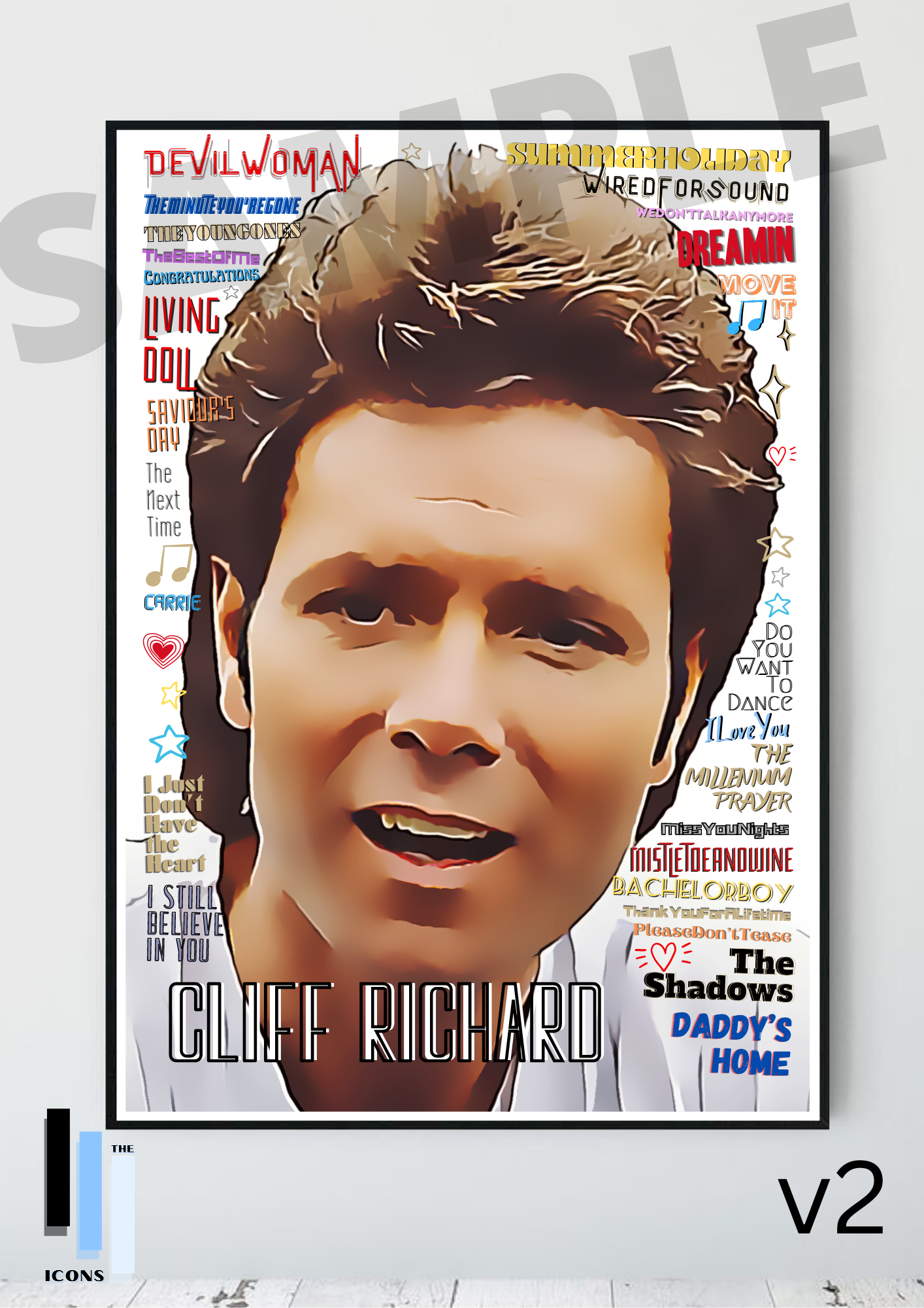 Cliff Richard Pop art Typography Collectable/Gift/Memorabilia