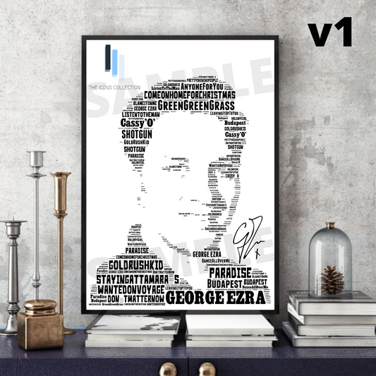George Ezra - Typography Portrait in songs Memorabilia/collectable/Print