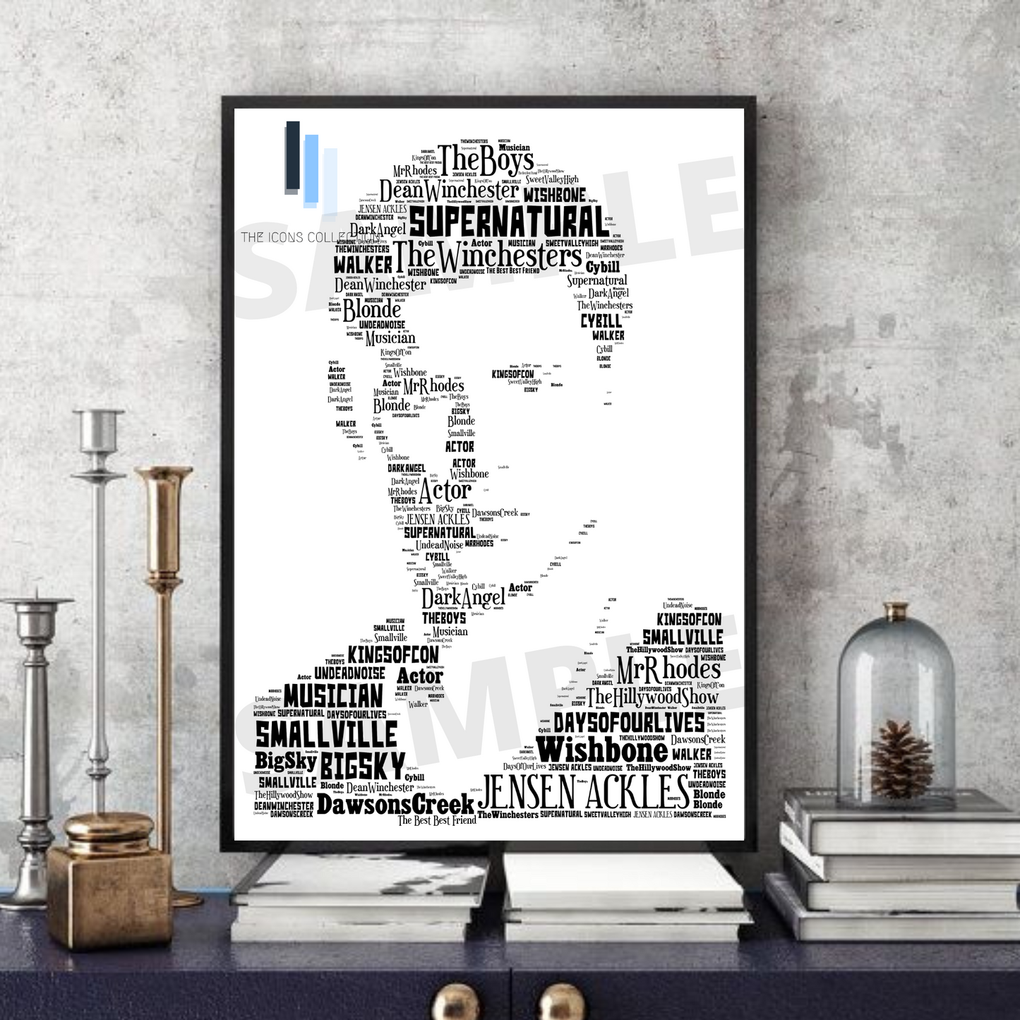 Jensen Ackles Supernatural - Typography Portrait TV Memorabilia/collectable/Print