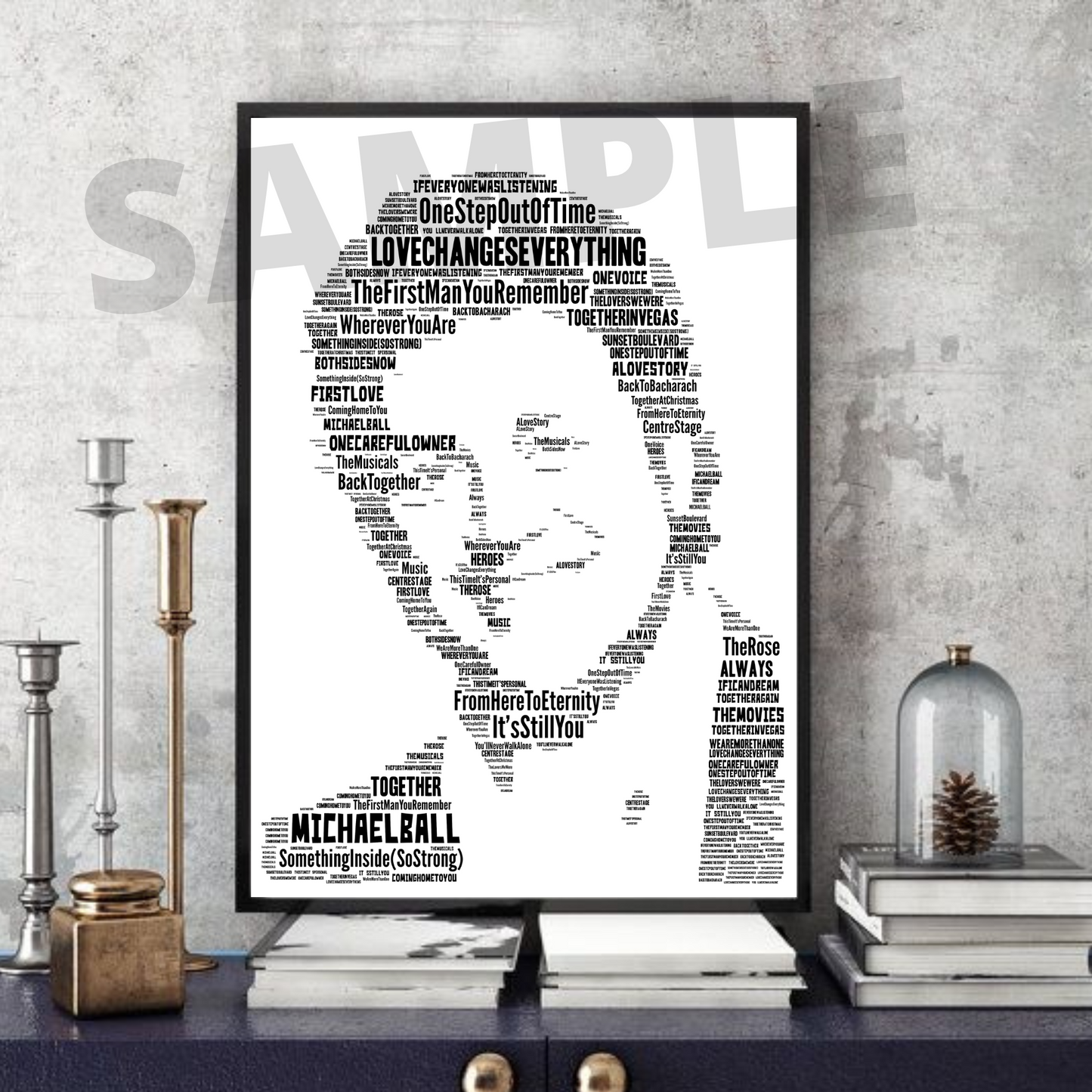 Michael Ball - Typography Portrait in songs Memorabilia/collectable/Print