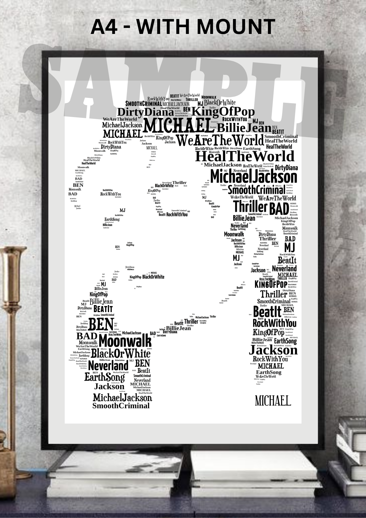 Michael Jackson v1 - Typography Portrait in songs Memorabilia/collecta –  The Icons Collection