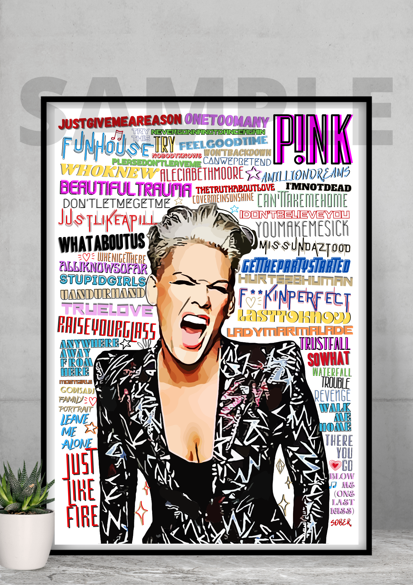 P!NK Pop Art Songs Print/Poster Keepsake/Collectable/Gift/Memorabilia/Music Icon