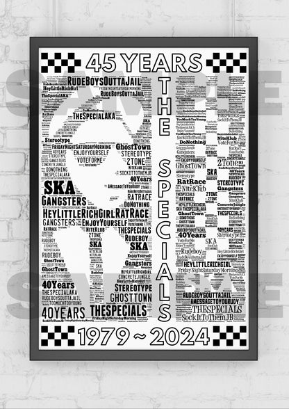 The Specials/Rudeboy/Ska/Mods - Word Art Typography Portrait in songs Memorabilia/Collectible/print