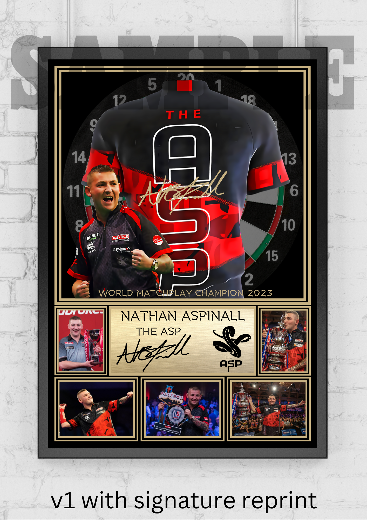 Nathan Aspinall The Asp PDC World Matchplay Champion Darts A3 Memorabilia/Collectable signed