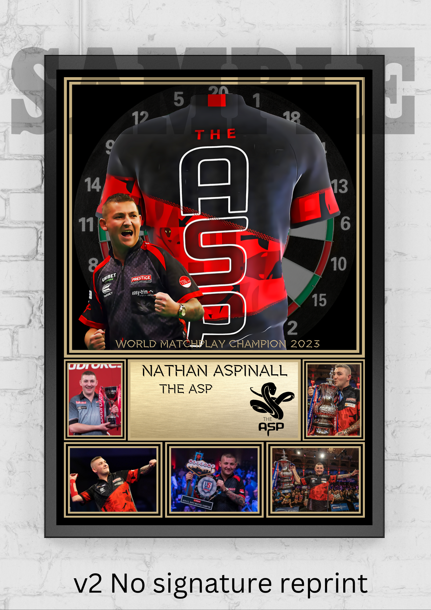 Nathan Aspinall The Asp PDC World Matchplay Champion Darts A3 Memorabilia/Collectable signed