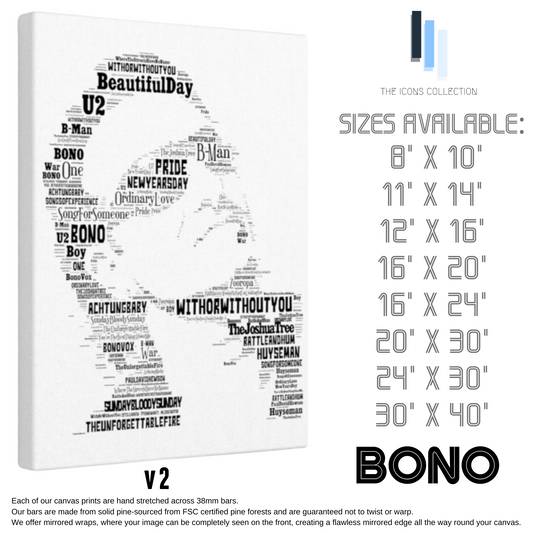 Bono / U2 v2 - Portrait in songs - Premium Canvas