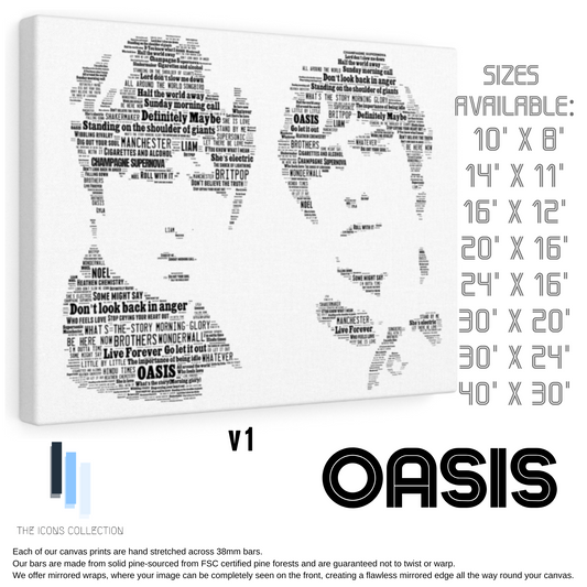 Oasis 90's - Portrait in songs - Premium Canvas