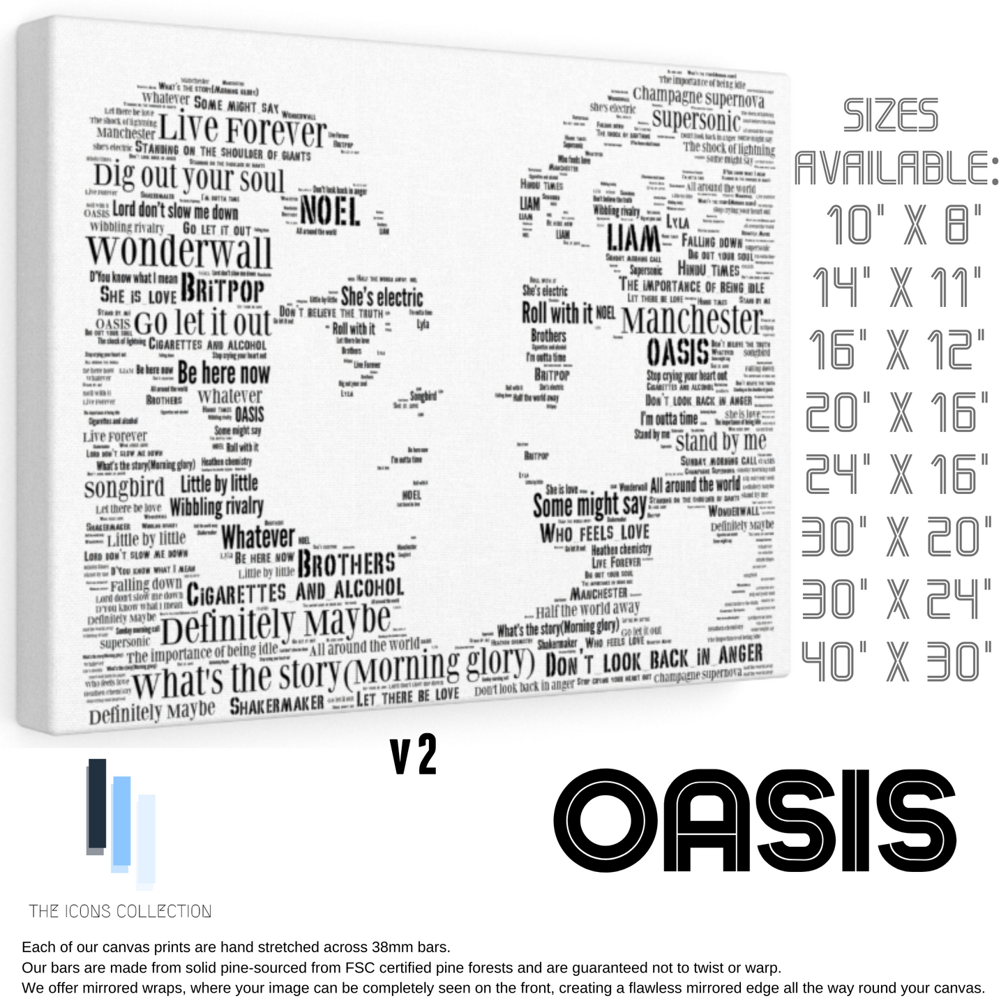 Oasis 2000's - Portrait in songs - Premium Canvas
