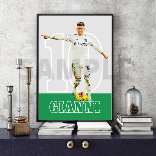 Gianni Alioski - Leeds United Football collectable/memorabilia/print