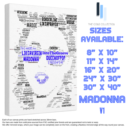 Madonna Queen of Pop - Portrait in songs - Premium Canvas
