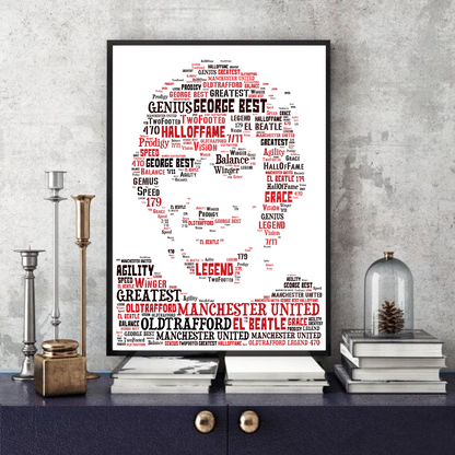 George Best Man Utd Football Legend - Typography Portrait in words print