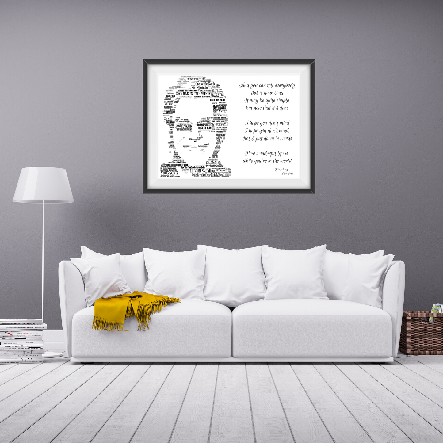 Elton John Typography Portrait in songs & lyrics tribute print