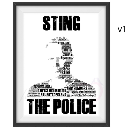 Sting / The Police - Word Art Typography Portrait in songs Memorabilia/Collectible/Print
