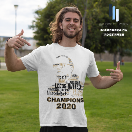 Marcelo Bielsa LEEDS UNITED 2020 CHAMPIONS - Premium T Shirt (100% Supersoft Cotton)