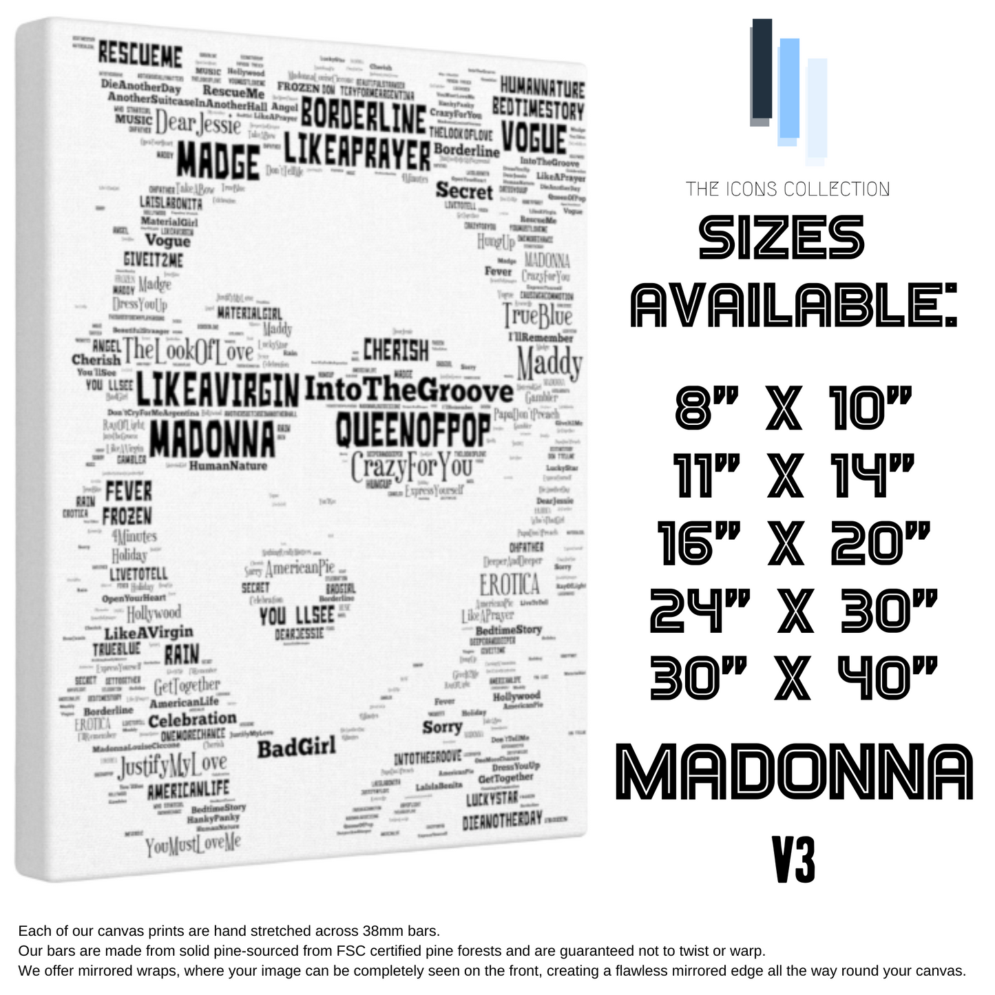 Madonna Queen of Pop - Portrait in songs - Premium Canvas
