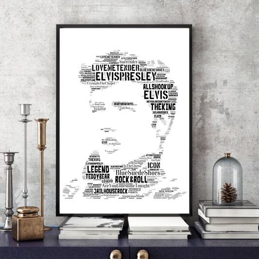 Elvis Presley The King v2 / Typography Portrait in songs print