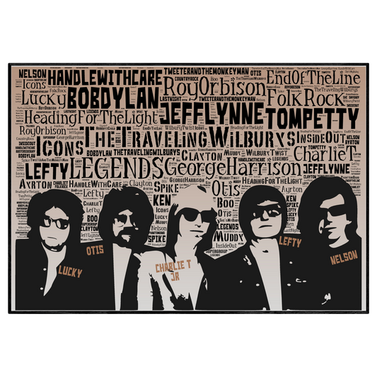 Traveling Wilbury's tribute - Word Art Minimalist Portrait memorabilia/collectible