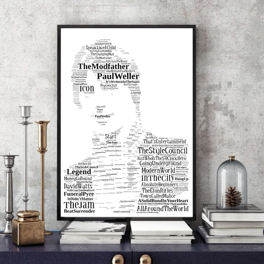 Paul Weller - The Modfather - Word Art Typography Portrait in songs Memorabilia/collectible/print