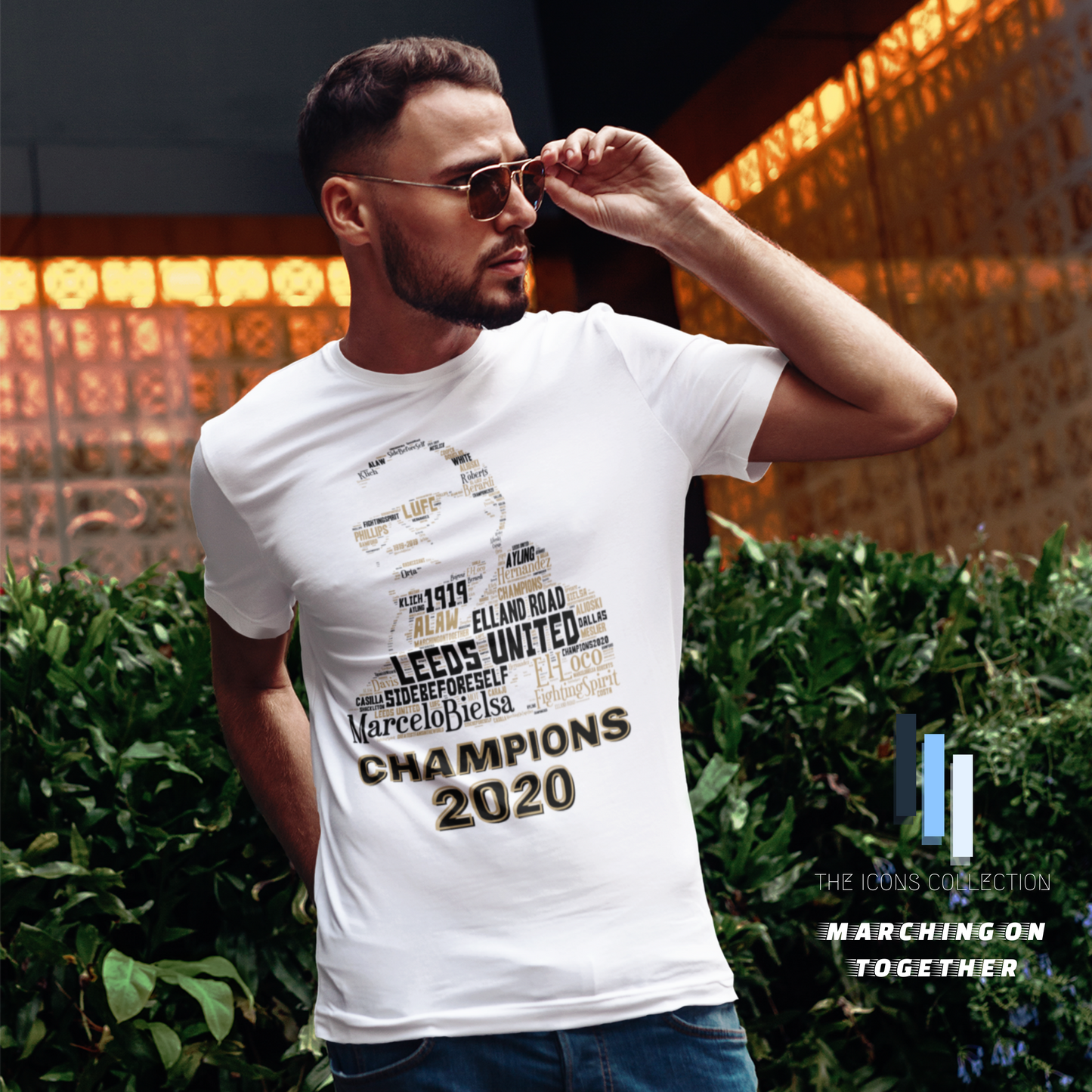 Marcelo Bielsa LEEDS UNITED 2020 CHAMPIONS - Premium T Shirt (100% Supersoft Cotton)