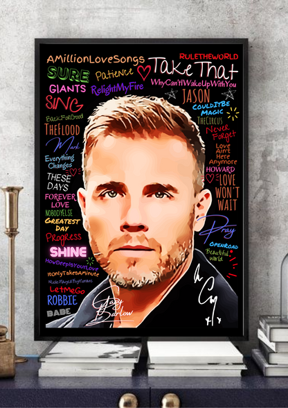 Gary Barlow Take That Word Portrait / Pop Art - Keepsake/Gift/Collectable/Memorabilia