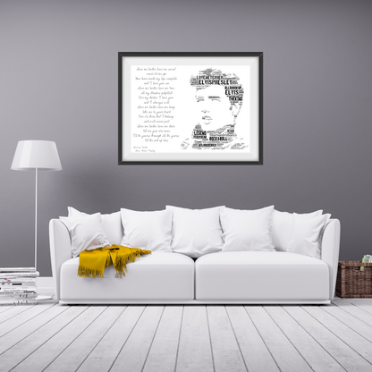 Elvis Presley The King v2 / Typography Portrait in songs & lyrics print