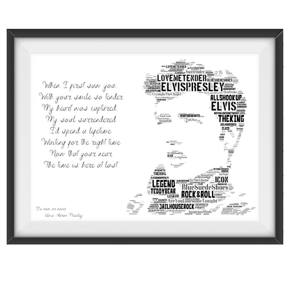 Elvis Presley The King v2 / Typography Portrait in songs & lyrics print