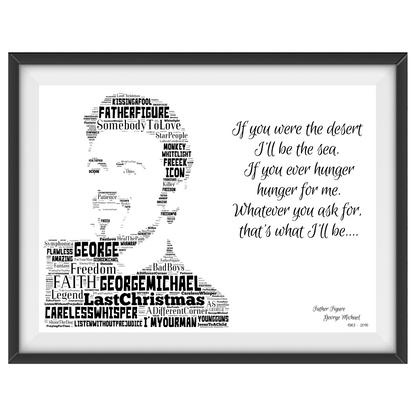 George Michael v2 Typography Portrait in songs & lyrics print