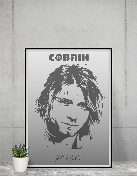 Kurt Cobain / Nirvana Minimalist Memorabilia/Collectable Signed print