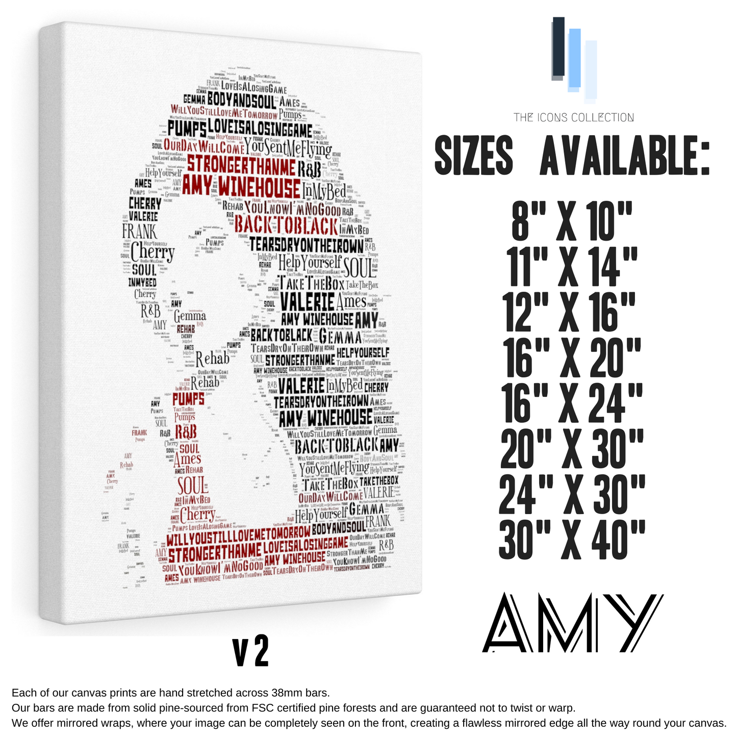 Amy Winehouse 2 - Portrait in songs - Premium Canvas